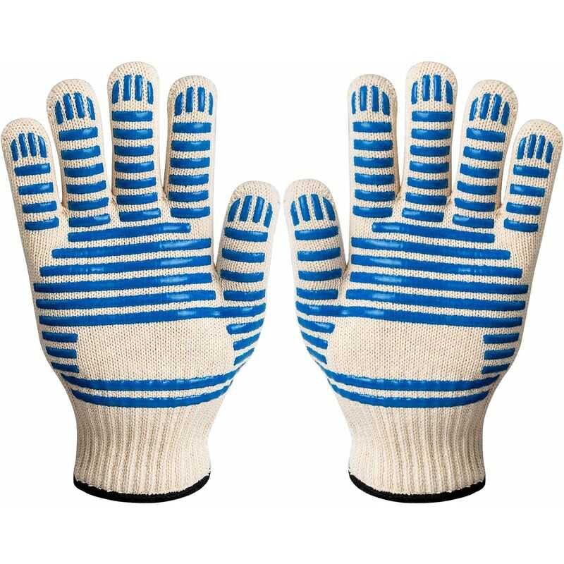 Bbq Gloves, 350°C Heat Resistant Double Oven Gloves, Non-Slip Silicone Bbq Gloves For Cooking Welding, Grilling,