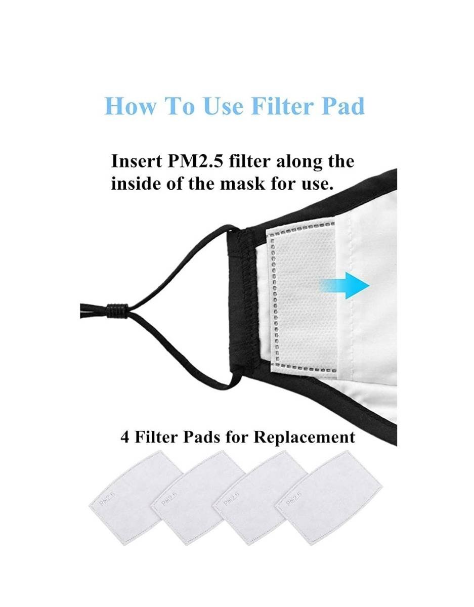 NEW Cotton Cloth Face Mask w 2 Filters Reusable Washable Adjustable 3Ply Black