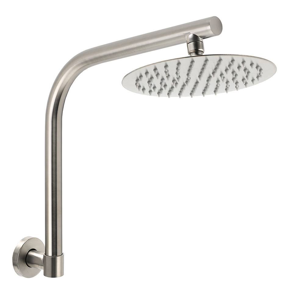 Brushed Nickel 8" Round Rainfall Shower Head 360°Swivel Gooseneck Wall Arm Set