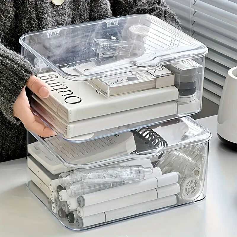 Acrylic Storage Box with Flip-Top Lid | Dustproof, Odor-Resistant, Transparent, Space-Saving, Modern Style, Ideal for Home Organization