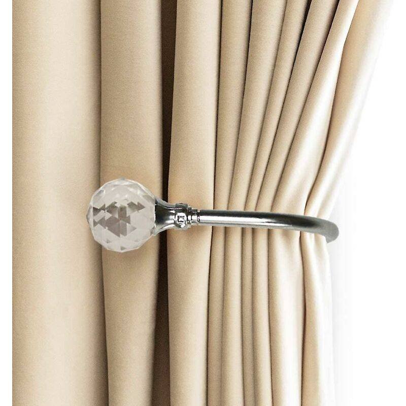 Curtain Tiebacks Wall Hooks U Metal Curtain Tiebacks, Metallic Curtain 2 Pack (Silver)