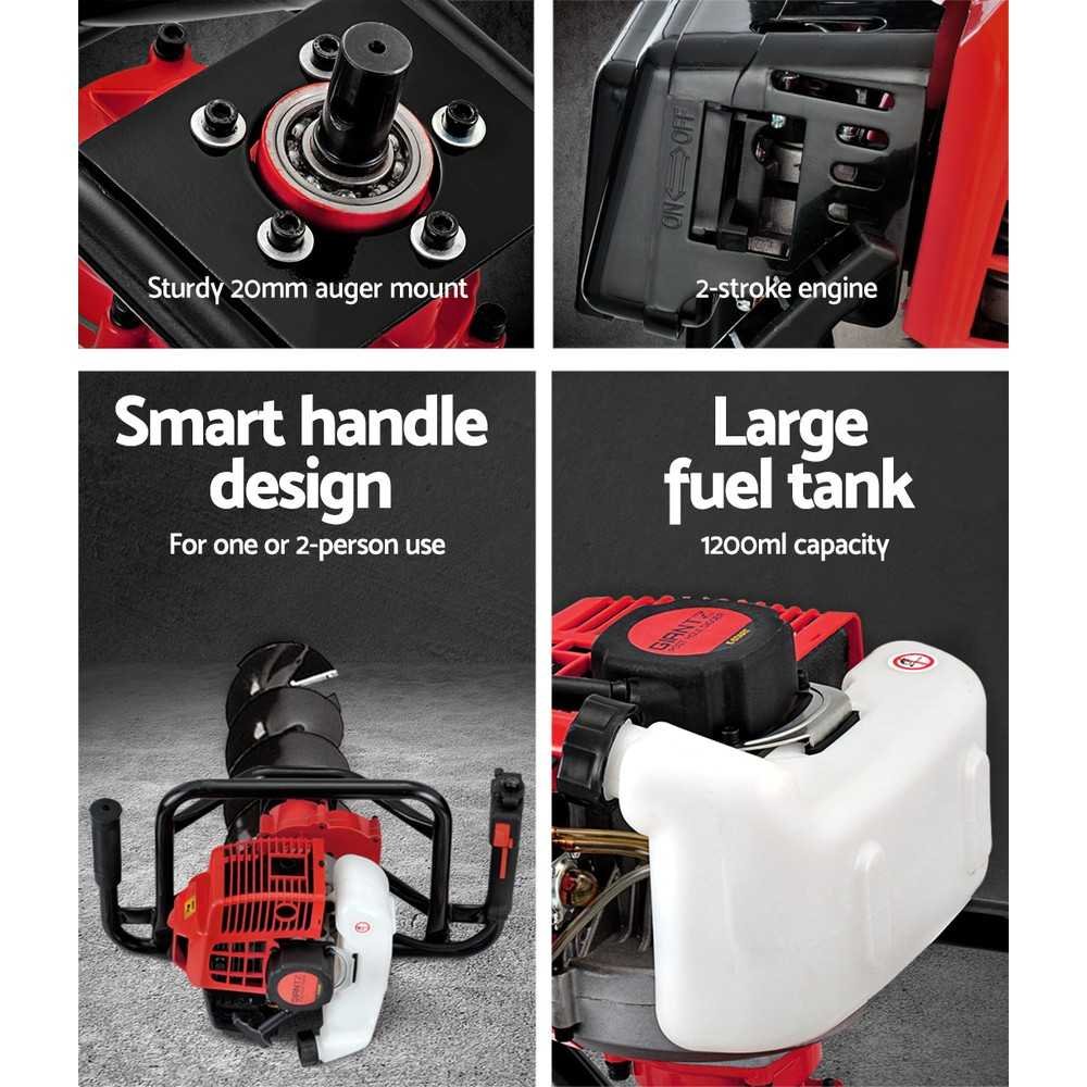 Giantz Post Hole Digger 200mm Petrol Drill Extension Bits Auger