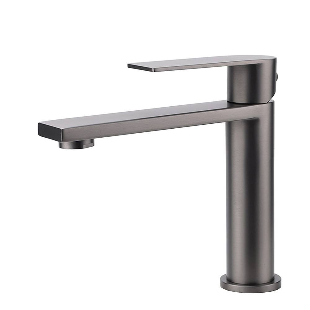 Gun Metal Rounded Square Short Basin Mixer Vanity Sink Faucet Laundry Spout Tap
