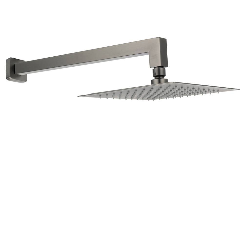 Gun Metal 8" Square Large Rainfall Shower Head 400mm Straight Wall Mounted Arm Set