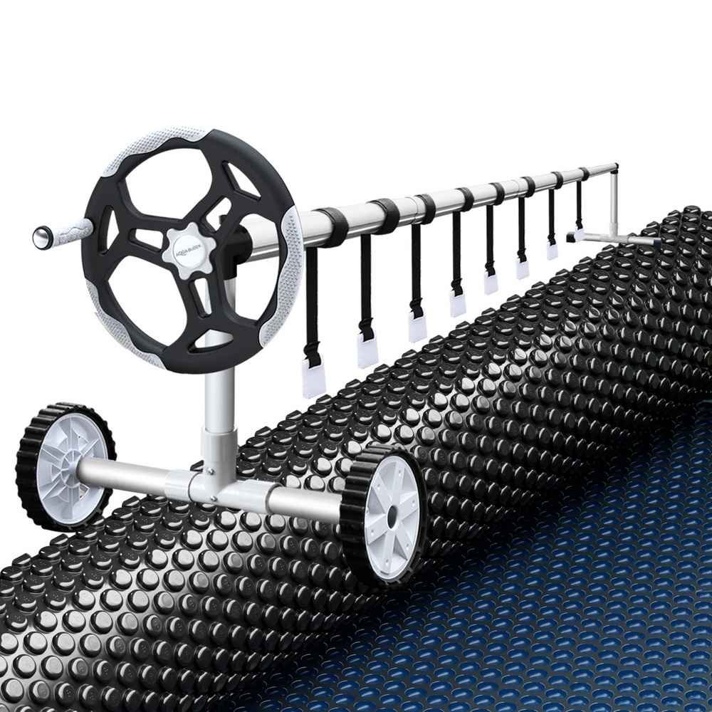 Aqua Buddy Pool Cover 600 Micron 6.5x3m w/ Roller 5.55m Swimming Pools Black Solar Blanket