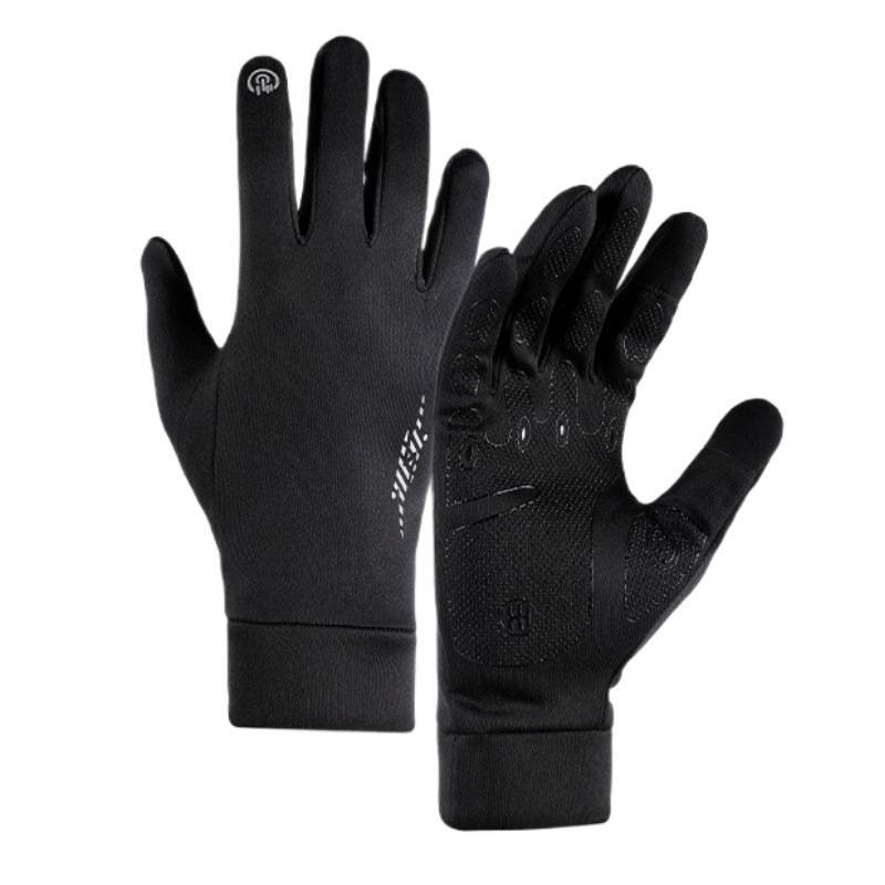 Black Windproof Thermal Sports Gloves with Touchscreen Fingertips & Anti-Slip Palm Grip for Running & Cycling (SD-01 Buckle / XL Size)