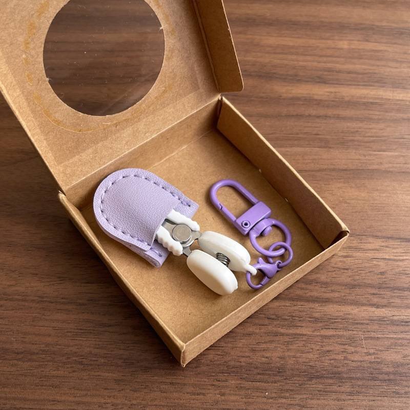 Purple Ultra-Portable Mini Precision Scissors Set - Compact 7cm Craft Snips with Safety Cap, Leather Sheath, and Keychain Hook for Travel and DIY
