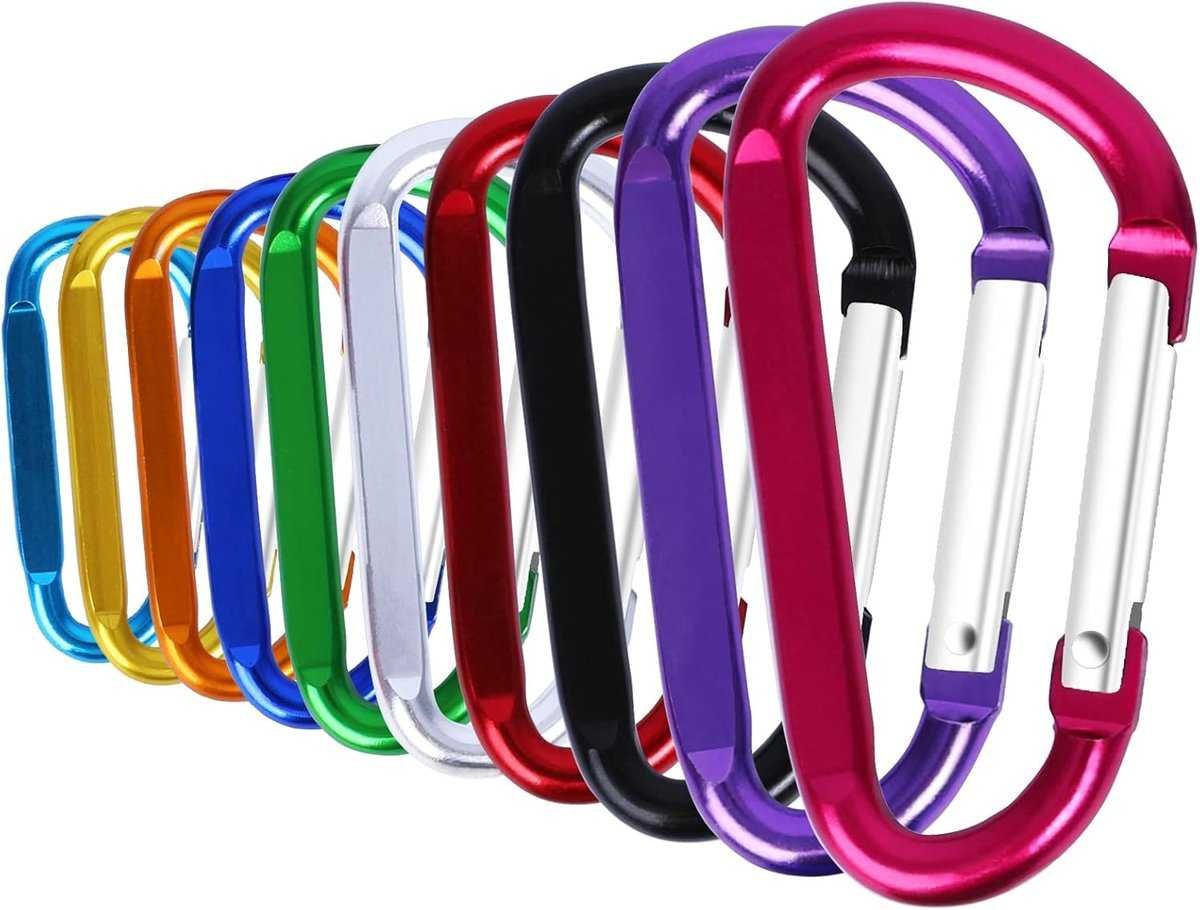 Light Pack Carabiners - 10 pieces - 4.5x56mm - Assorted Colors Random - Press - Carabiner - Carabiner - Carabiner - Musketon Hook