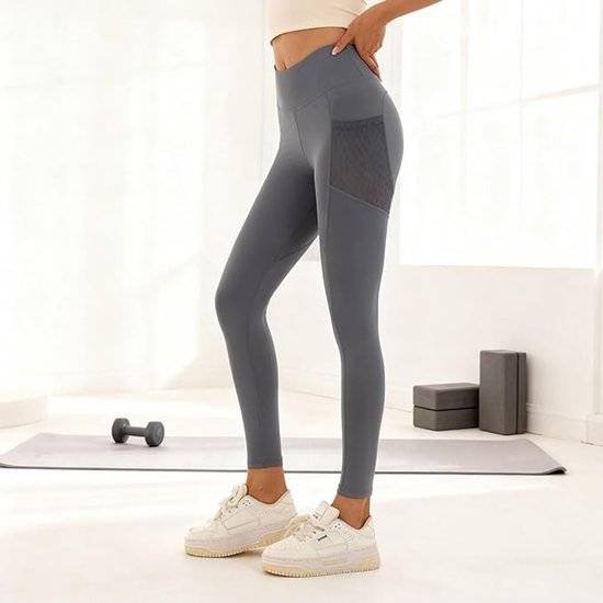 Slim Fit Sports Pants - High Waist Yoga Pants with Side Pockets - Soft and Stretchy Blended Fabric, Breathable and Comfortable - Skinny Fit with Elastic Waist - Suitable for Yoga, Fitness, Walking and Daily Use (Gray, Size XXL)