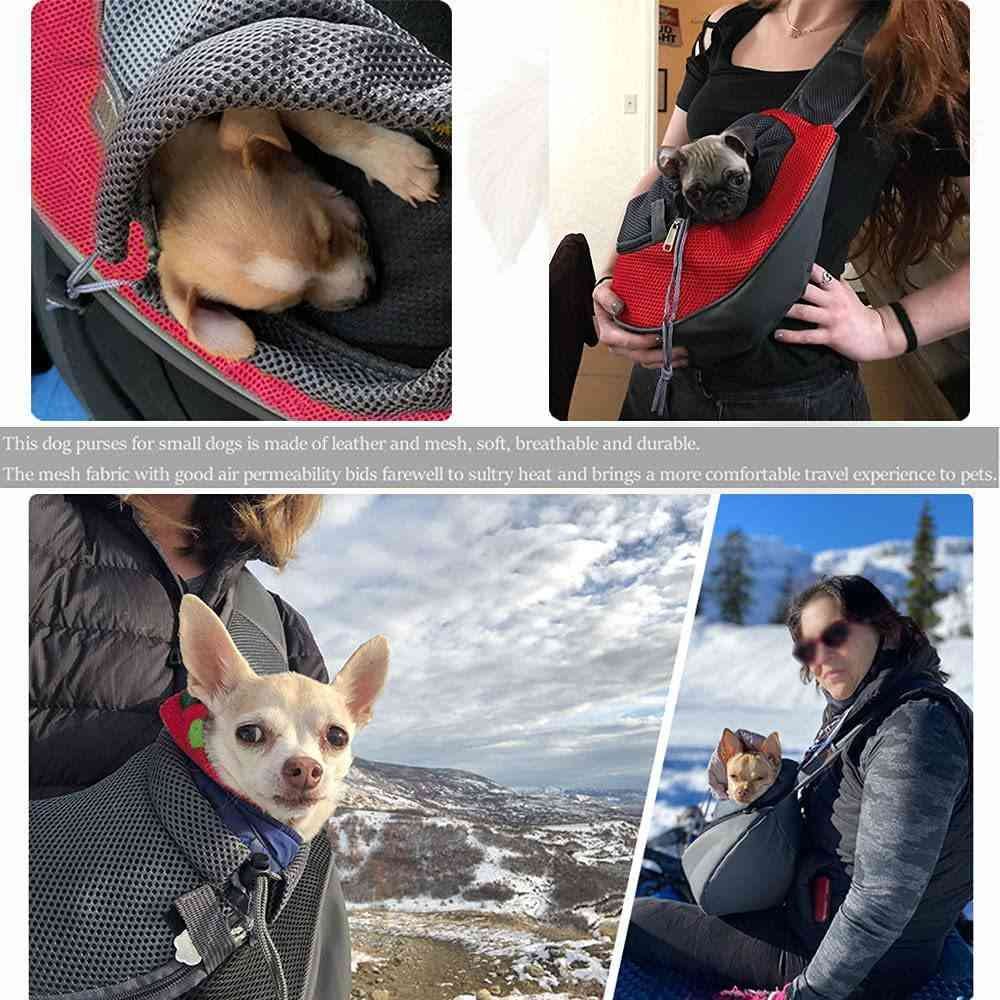Red Hands-Free Pet Chest Carrier - Breathable Mesh Crossbody Bag for Dogs & Cats within 2.5KG