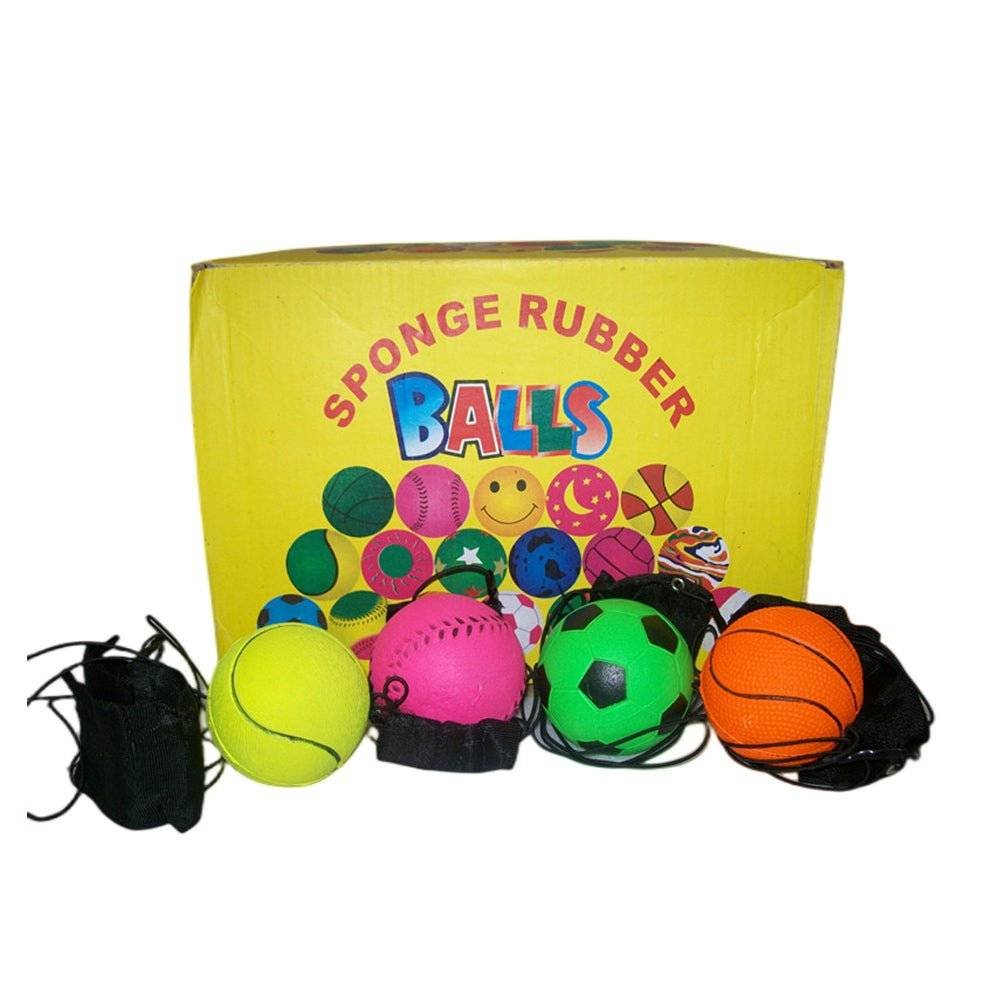 6x Rubber return ball with strap