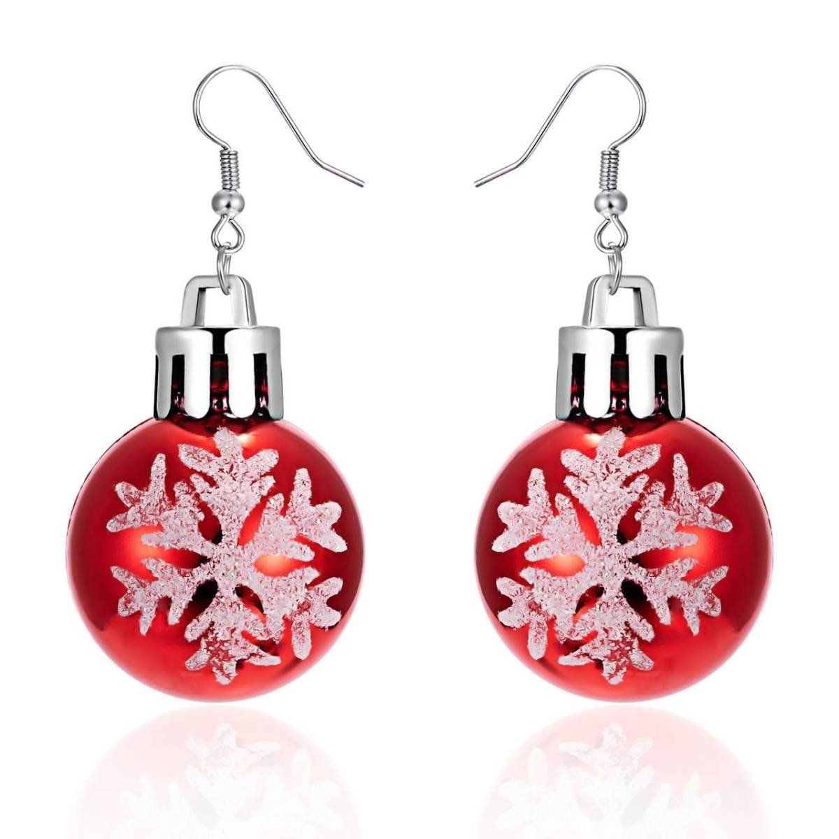 Red Christmas Ball Earrings