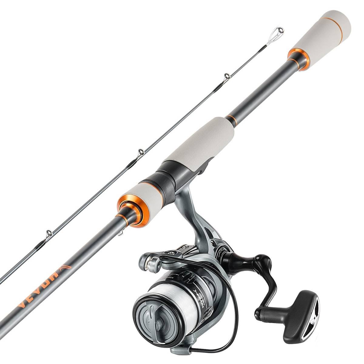 Rod and Fishing Reel Combo, IM6 Fiberglass & Carbon Fiber Spinning Rod and Reel Combo, Bass Fishing Pole with 2m Two-Piece Rods, 6+1 Ball Bearings, Stainless Steel Guides with Ceramic Rings