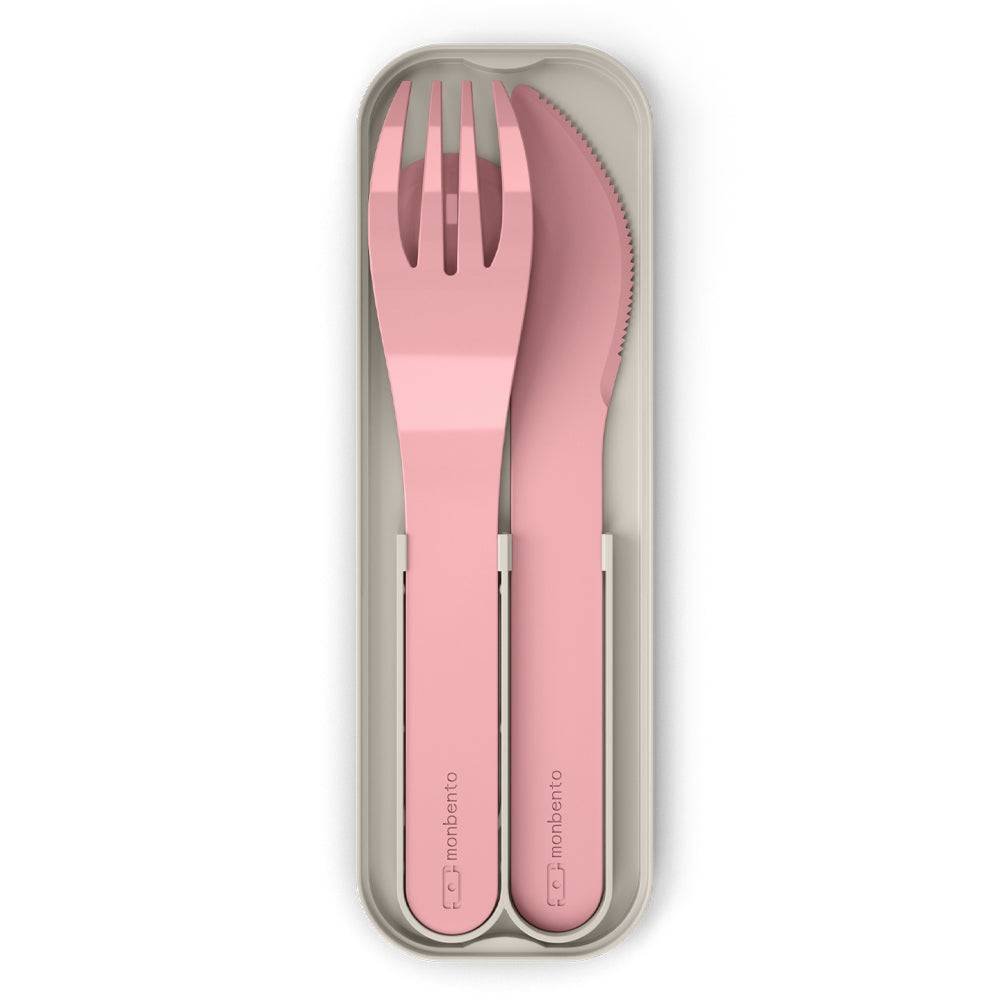 Monbento Mb Pocket Plastic Cutlery Set - Colour Pink Blush