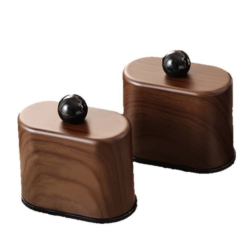 Cotton Swab Holder - Bathroom Organizer - Ear Swab Container - Storage Box with Lid - Makeup Organizer - Jewelry Box - Toilet Accessories - Desk Organizer - Home Decor - Small Storage Box - Wood Look - Dark Brown - 1 Piece
