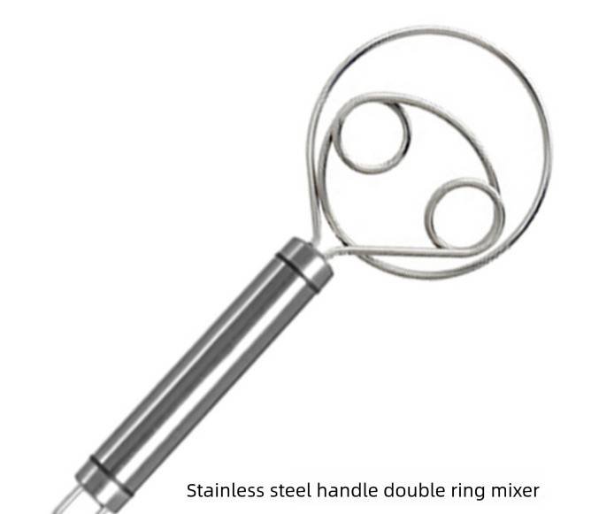 Stainless Steel Danish Dough Whisk Double Ring Bread Mixer Tool for Sourdough Pizza Pastry & Batter Baking