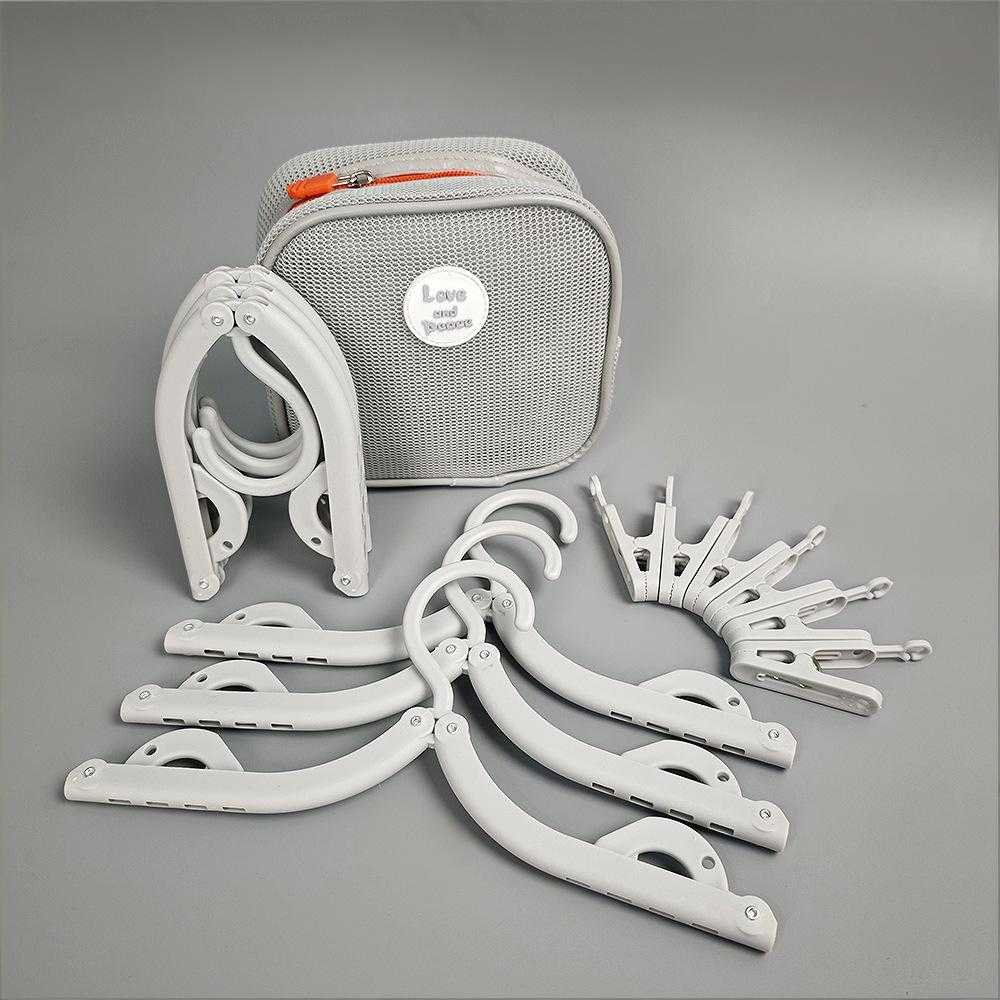 Foldable Travel Hangers with Storage Bag – 10-Piece Compact Clothes Hanger Set for Hotel, Dorm & Home Use (Grey)  | Other Colors Available in Store