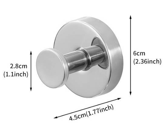 Heavy Duty Stainless Steel Suction Cup Hook Vacuum Wall Hanger Brushed Bright Light No Drill Towel Holder for Bathroom Kitchen & Shower - Waterproof