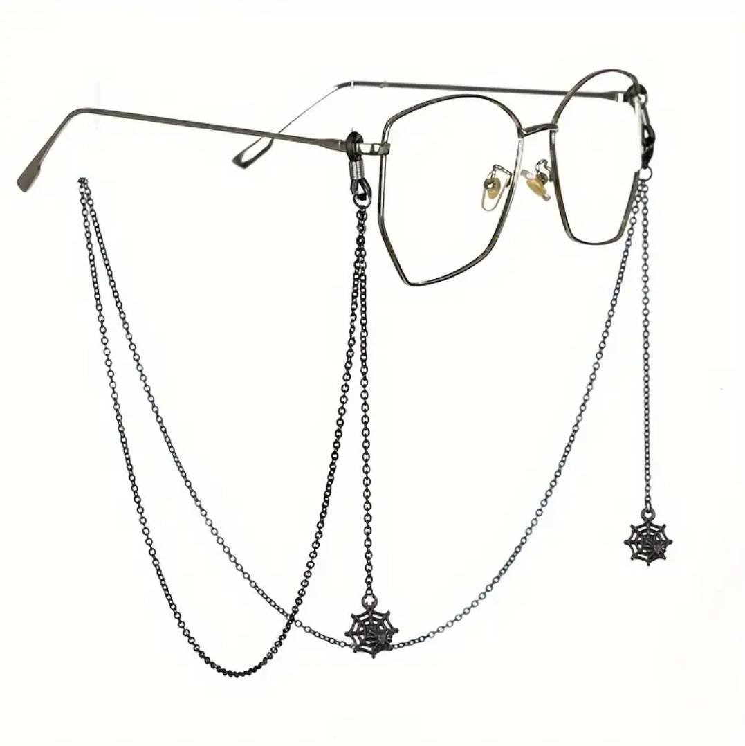 Black Spider Web Eyewear Chain 70cm Anti-Slip Glasses Strap Gothic Web Pendant Sunglasses Holder for Women