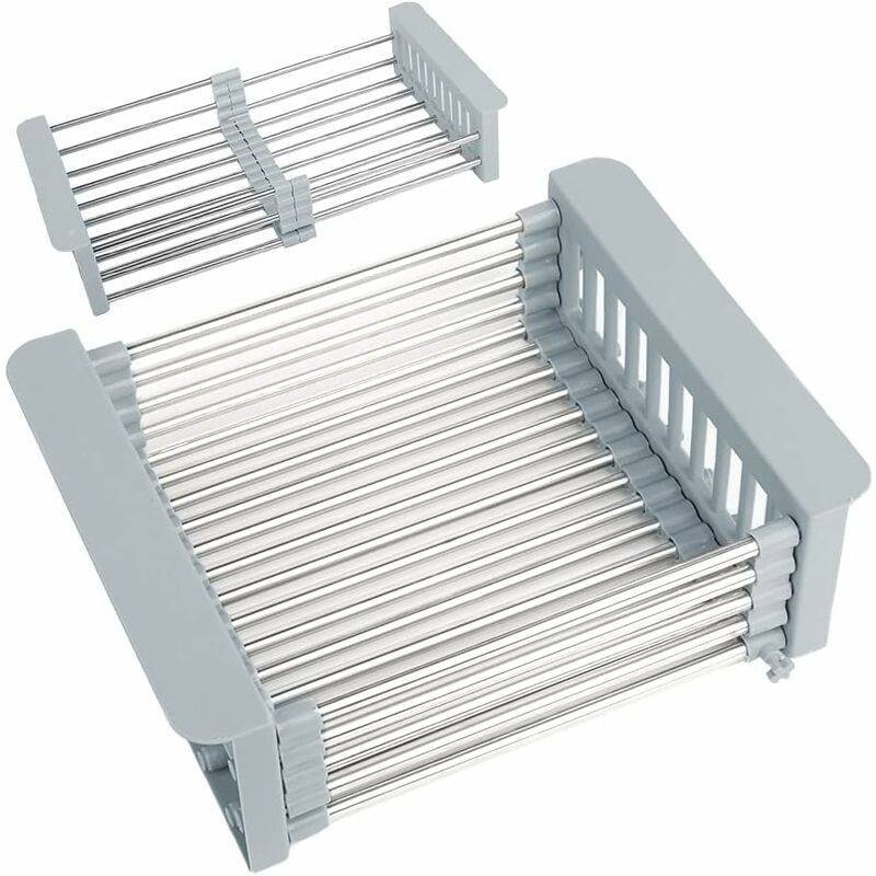 Extendable Sink Drainer, Adjustable Dish Drainer, Stainless Steel Adjustable Dish Drainer, Telescopic Drain Basket Dish