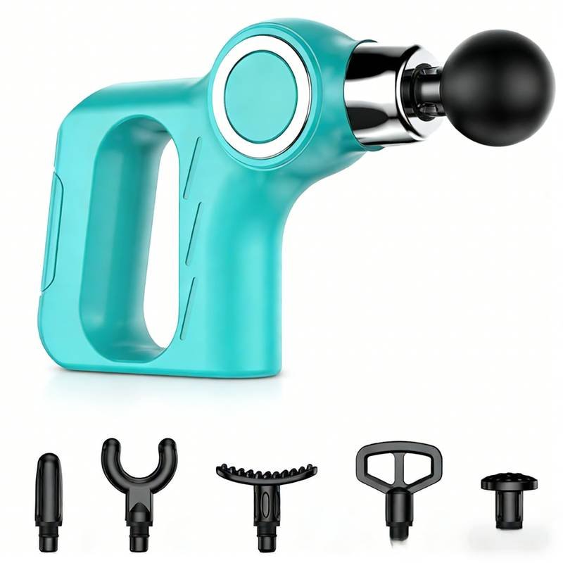 Mint Portable Mini Triangle Massage Gun with 6 Heads & 6 Speed Setting - High Frequency Muscle Stimulator for Professional Fitness (LCD Model)