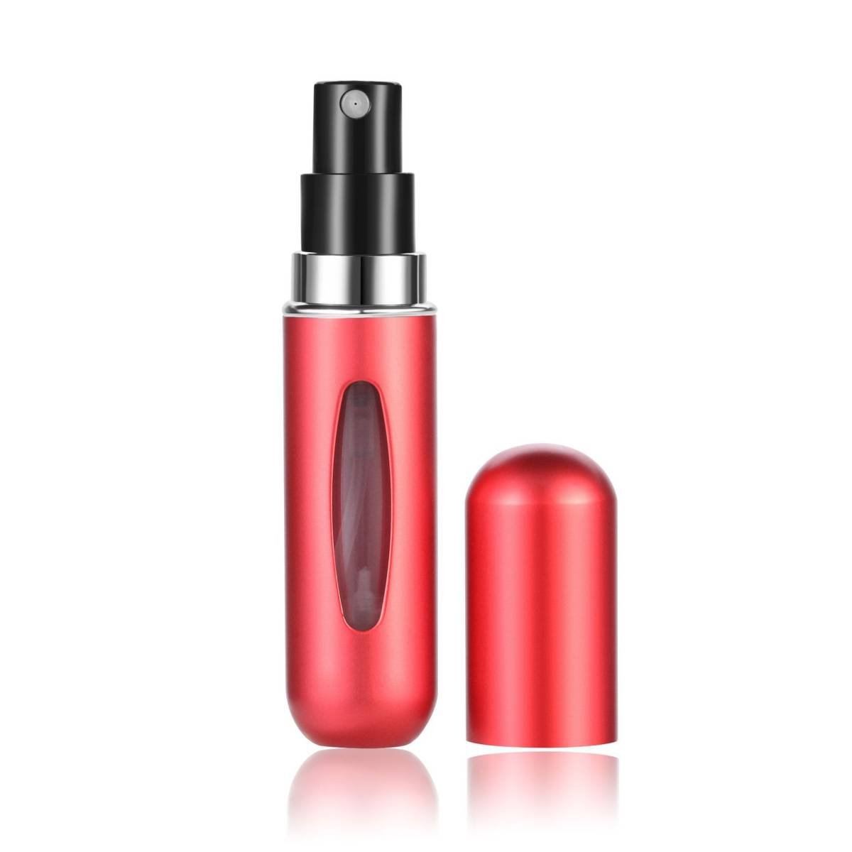 4PCS Red Portable Perfume Atomizer Bottle(5ML) - Refillable Travel Scent Pump Case, Leak-Proof Aluminum Spray Atomizer