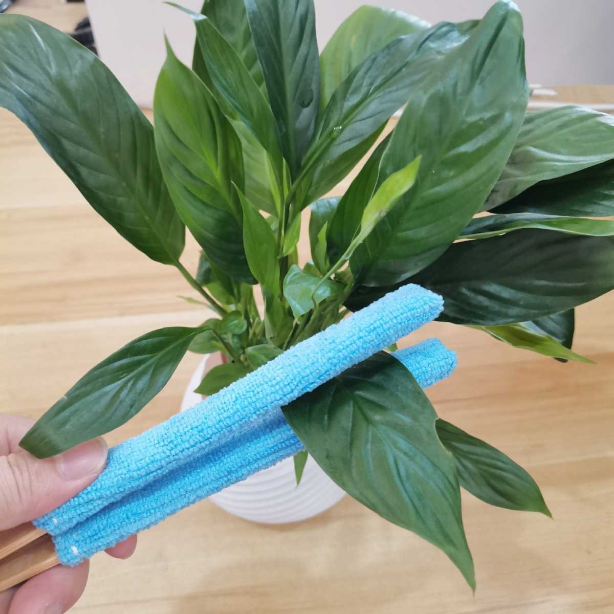Yellow 3 Pack Microfiber Plant Leaf Cleaning Tongs with Removable Sleeves and Natural Bamboo Handles for Houseplants Maintenance