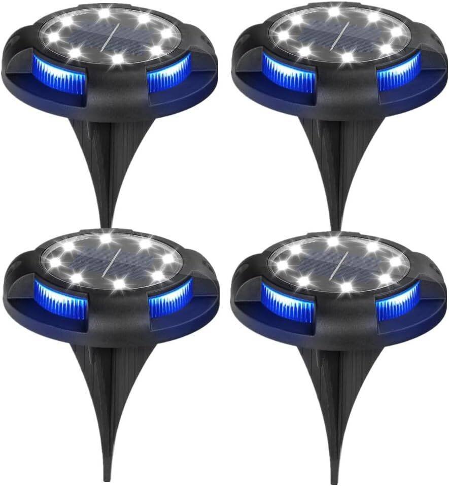 4-Pack Solar Ground Lights: 8-LED Outdoor Garden Pathway Lights with IP65 Waterproof for Lawn, Patio & Landscape