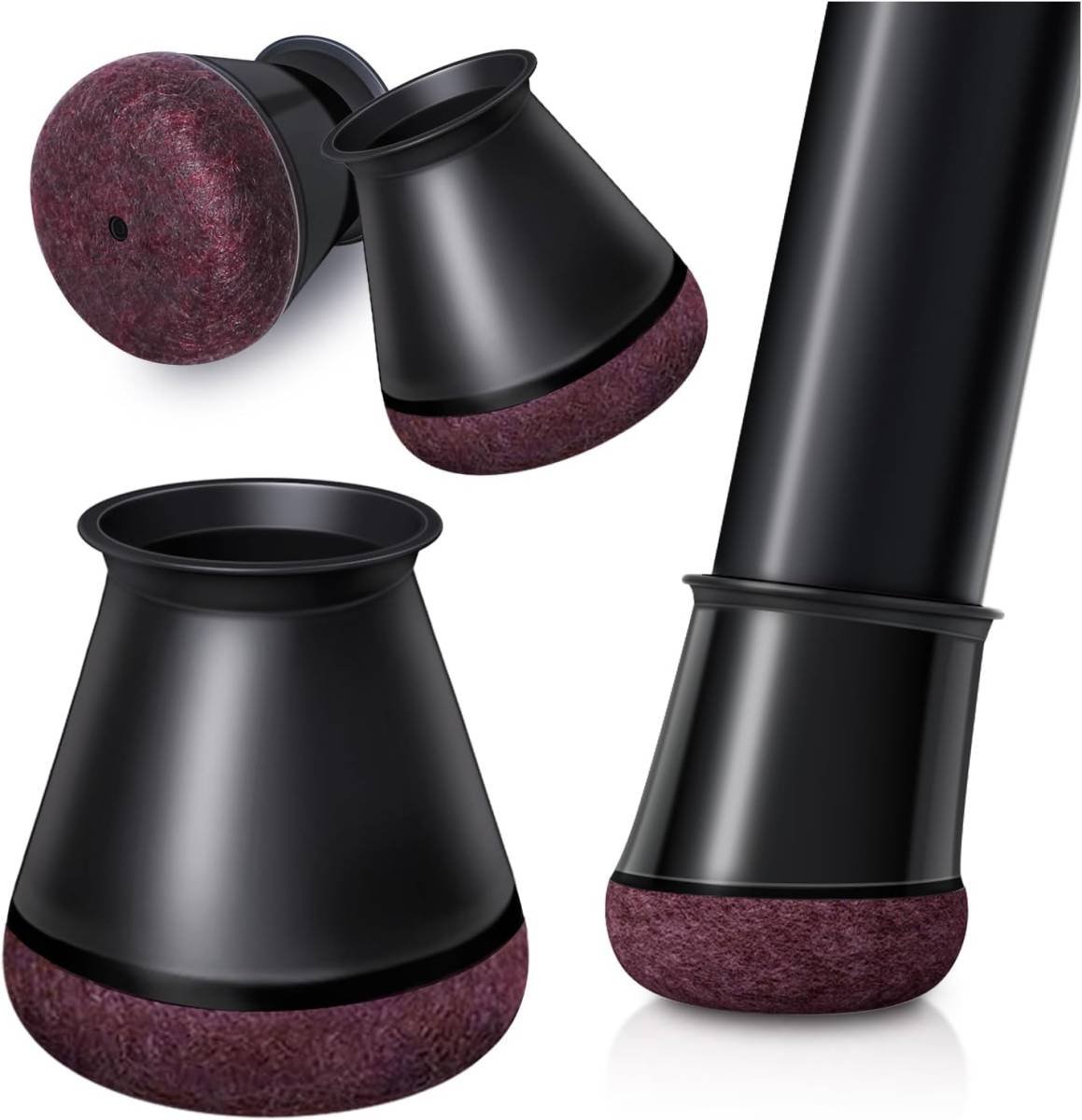 Black Chair Leg Caps - Set of 24 - Size L - Silicone Floor Protectors - Against Scratches and Noise