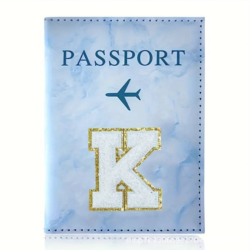 Fashion Initial Letter Passport Holder Stylish Travel Wallet Cover with Alphabet Pattern – Design K