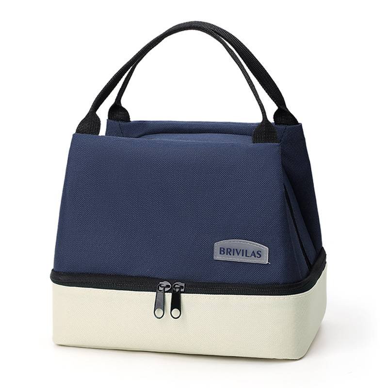 Navy blue Double-Layer Insulated Lunch Bag with Aluminum Foil Lining, Thermal Food Carrier for Hot & Cold Meals – Large Capacity, Reusable & Easy to Clean