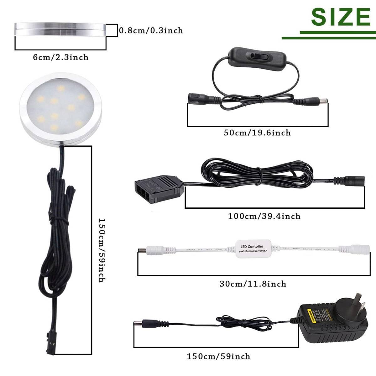 Dimmable & Timing Under Counter Lights Kitchen with Wireless RF Remote,Ultra-Thin 240V LED Cabinet Lights,12W Shelf Lights，4 Lights,Daylight White