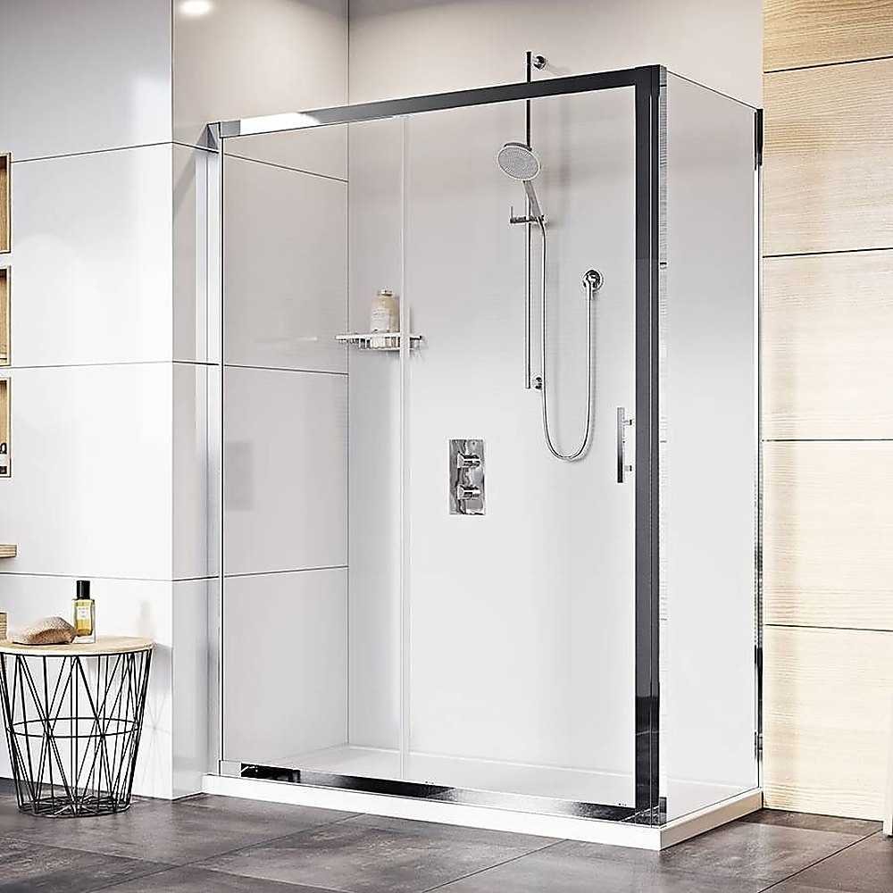 Adjustable 1800x800mm Single Door Corner Sliding Glass Shower Screen in Chrome