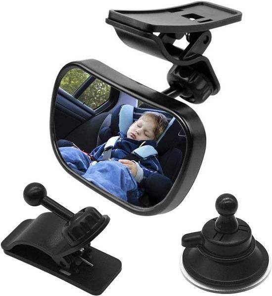 Car rearview mirror - 1 mirror with 2 brackets - Backseat baby car rearview mirror - Child rearview mirror - Child safety mirror - Adjustable car rearview mirror - 360° rotatable