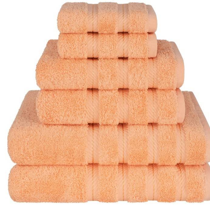 Orange Luxury 6-Piece Combed Cotton Towel Bale Set - Ultra Soft & Absorbent Bath, Hand, Face Towels