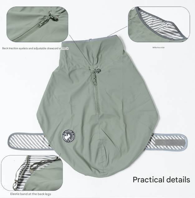 75# Blue Waterproof Reflective Dog Raincoat for Small to Large Dogs