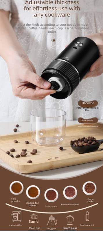 Portable Electric Coffee Grinder Wireless Rechargeable Burr Mill with Cleaning Brush Automatic Bean Grinder MDJ-13 White