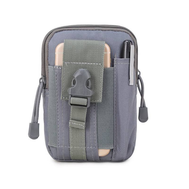 Grey Tactical Molle Waist Bag Waterproof Phone Pouch for 6 inch Smartphones Compact Large Capacity Belt Loop Organizer for Local Outdoor Adventurers