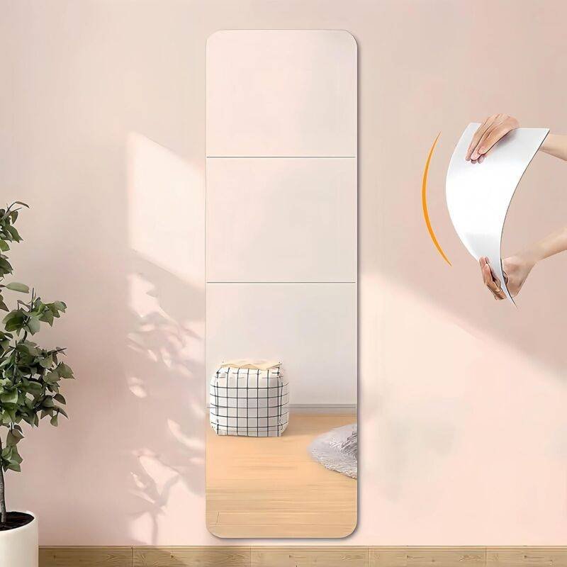 4 Pieces Mirror Sticker, 20 X 20 Cm Acrylic Adhesive Mirror Door, Square Wall Sticky Mirror Flexible Decorative Mirror