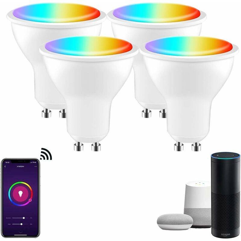 [Pack Of 4] Gu10 5W LED Bulb, Gu10 Alexa, Rgbw 3000K-6500K, [App Control] [Voice Control], Compatible With Google Home,