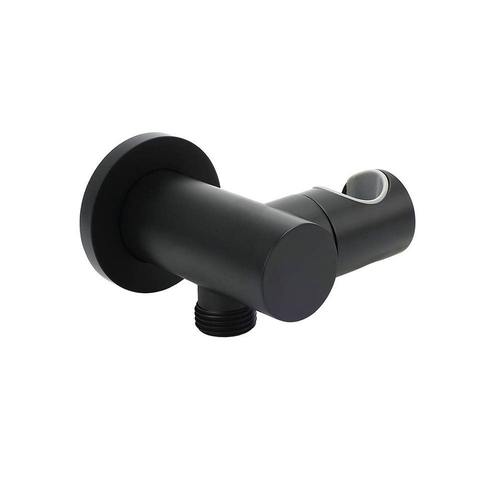 Matt Black Brass Hand Shower Bracket Swivel Holder Wall Elbow Connector Water Inlet Kit
