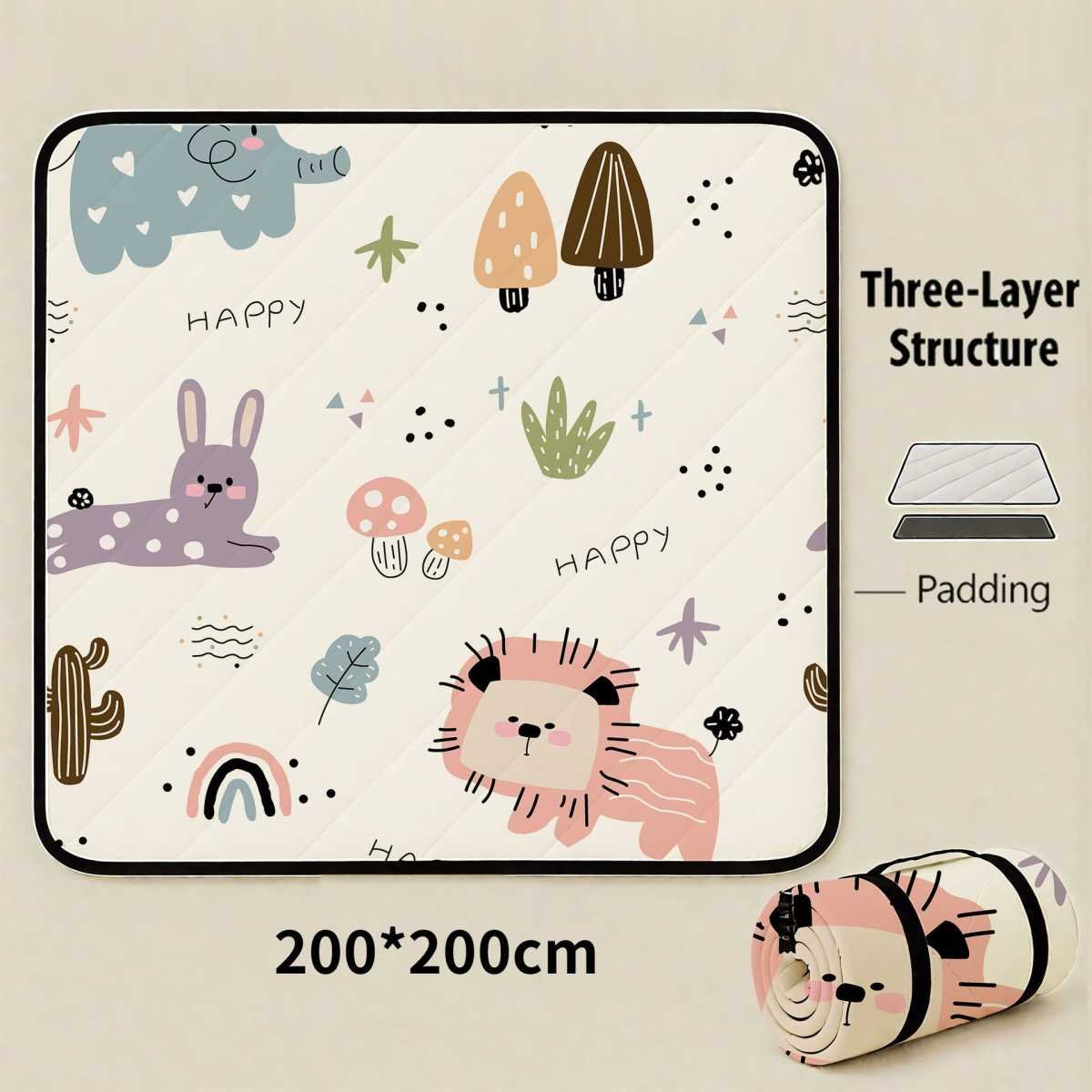 Joyful Forest Extra Large 200x200cm Waterproof Picnic Mat - Portable Thickened Oxford Cloth Outdoor Camping Blanket for Beach, Parks and Family Outings