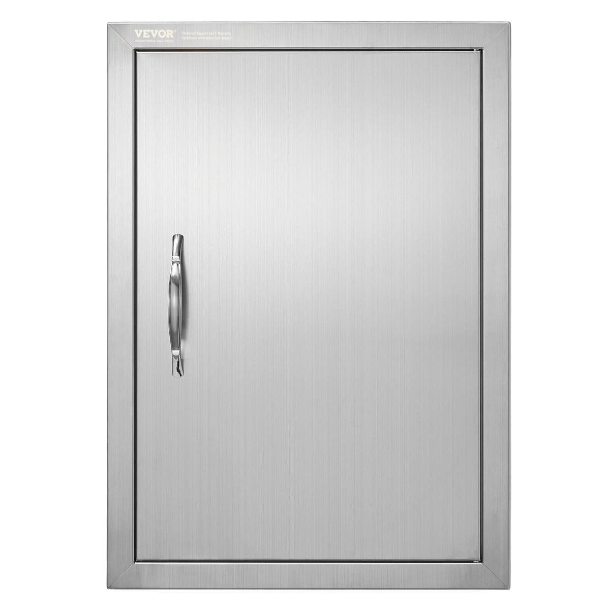 BBQ Access Door, 457x610 mm Single Outdoor Kitchen Door, Stainless Steel Flush Mount Door, Wall Vertical Door with Handle, for BBQ Island, Grilling Station, Outside Cabinet