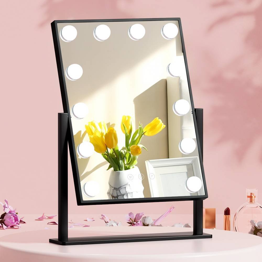 Embellir Makeup Mirror 30x48cm Hollywood Vanity with LED Light Rotation Tabletop