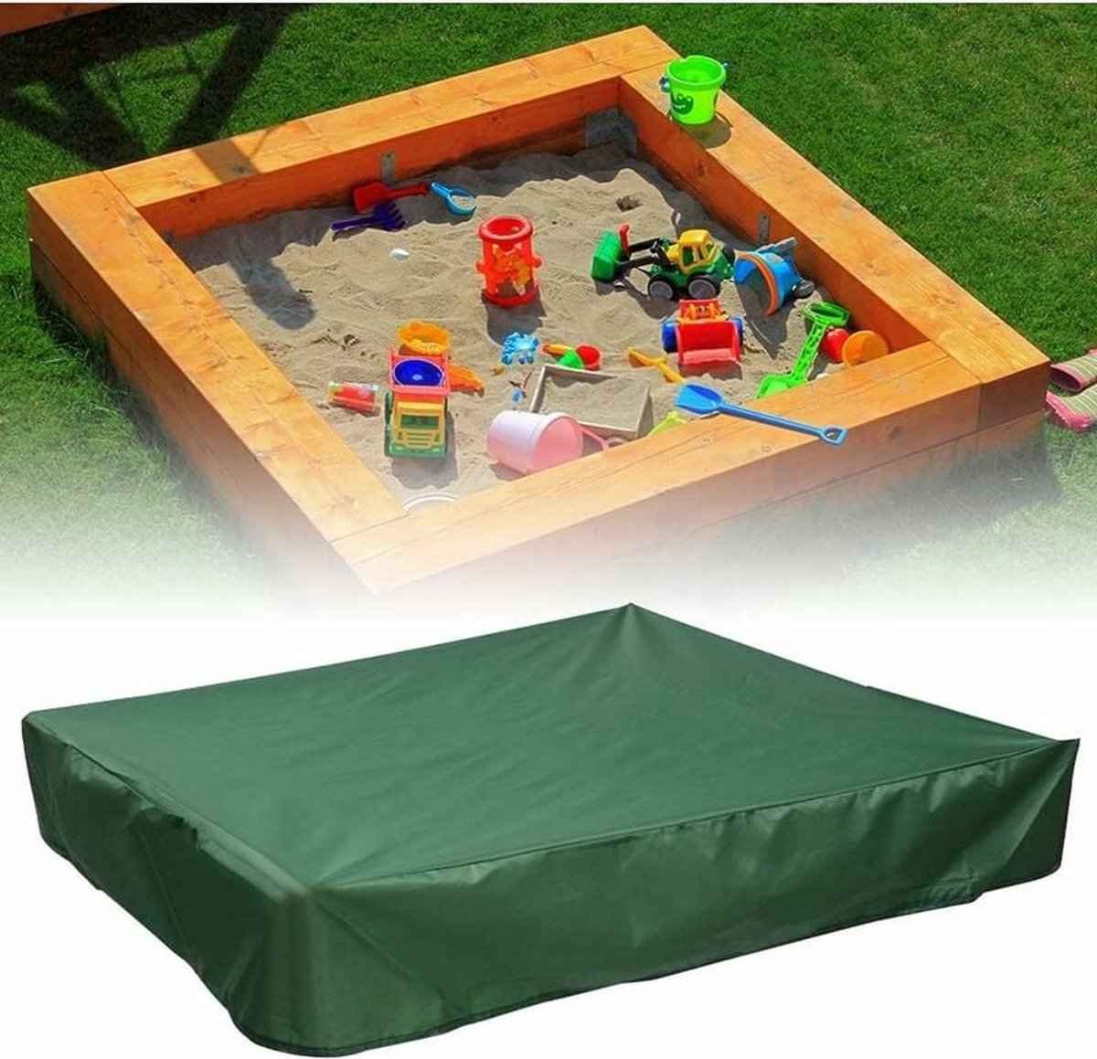 Waterproof sandpit cover - with drawstring - green - 120 x 120 x 20 cm - for sandpit, pool, patio, garden, square - Oxford cloth - waterproof, windproof, dustproof - suitable for protecting children's toys
