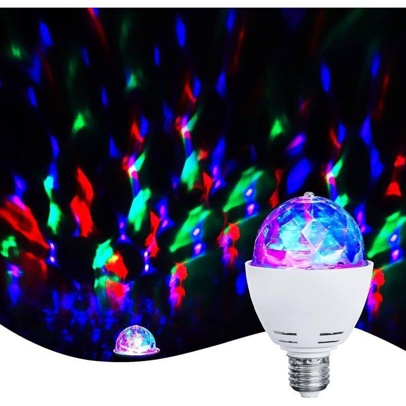 LED Party Lamp,Automatic ROtating 3W Multi-Color LED Light Bulb, Disco Light Effect, Suitable For All Lamps With E27