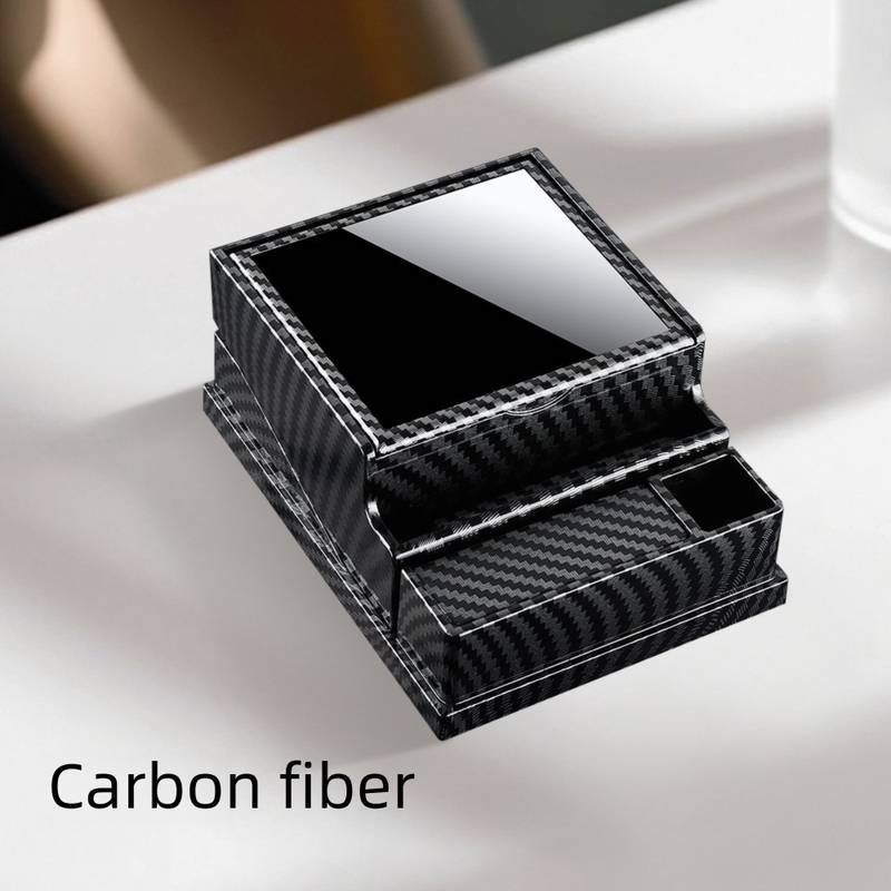 Carbon fibre Automatic Cigarette Box with 40-Slot Capacity – Pop-Out Dispenser for Car and Home Use, ABS Material with Lighter Holder and Carbon Fiber Look Design