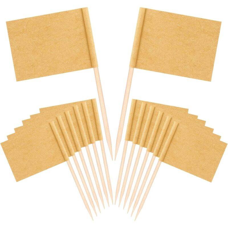 100 pcs Kraft Toothpick Flags, Brown Mini Food Labels Flags For Party Cupcake Decoration Fruit Salad Cheese Label