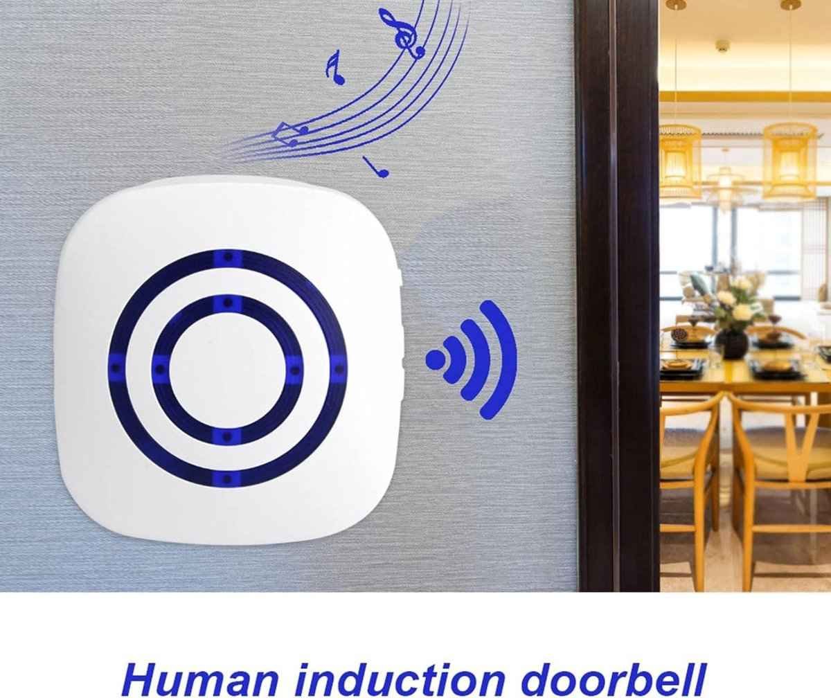 Infrared motion detector, wireless alarm, doorbell with receiver and transmitter - 38 ringtones, LED indicators - Best quality.