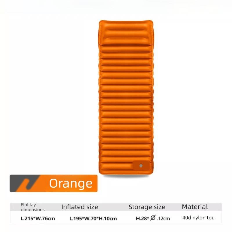 Ultralight TPU Inflatable Camping Mattress 195x70x10cm Portable Press Pump Sleeping Pad Moisture-Proof Outdoor Tent Mat for Hiking Orange